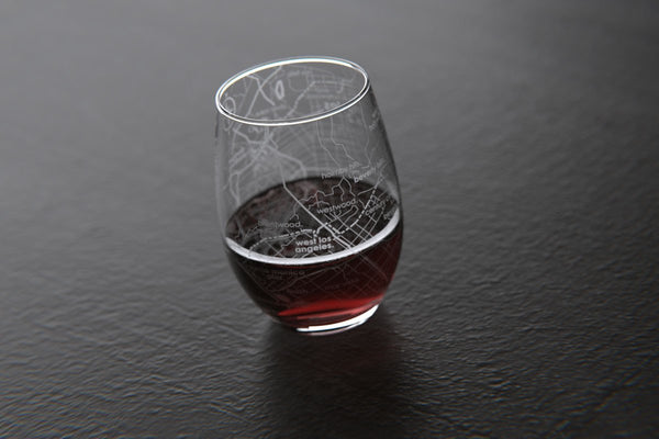 Los Angeles 26.2 - Marathon Map Stemless Wine Glass