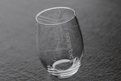 Louisville KY Map Stemless Wine Glass