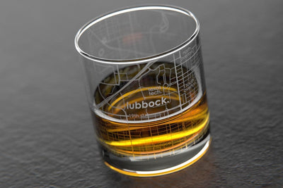 Lubbock TX Map Rocks Glass