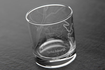 Lynchburg VA Map Rocks Glass