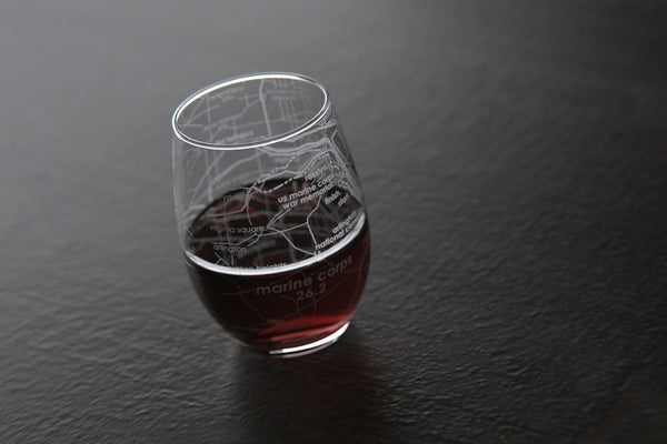 Marine Corps 26.2 - Marathon Map Stemless Wine Glass
