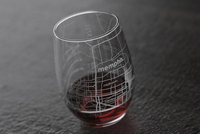 Memphis TN Map Stemless Wine Glass