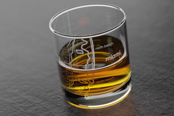 Miami Map Rocks Glass