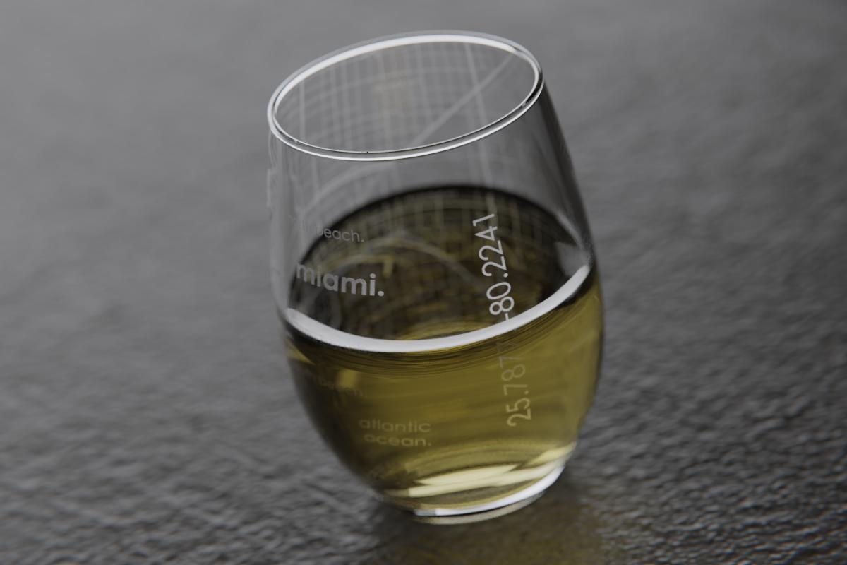 Miami FL Map Stemless Wine Glass