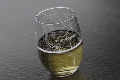 Minneapolis Map Stemless Wine Glass