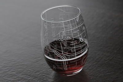 Minneapolis Map Stemless Wine Glass