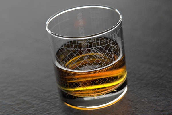 Modesto CA Map Rocks Glass