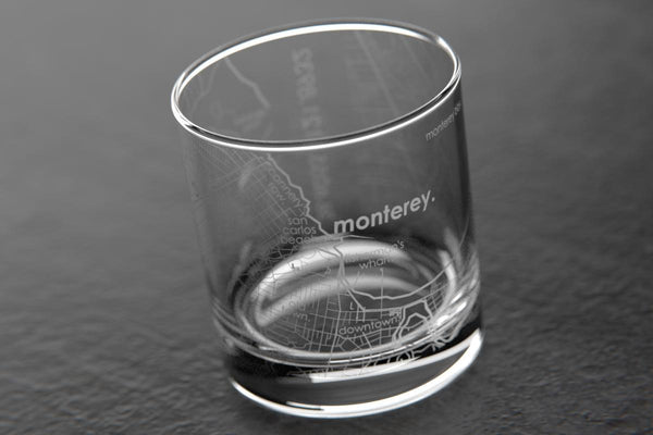 Monterey CA Map Rocks Glass