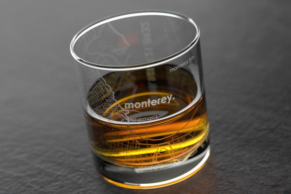 Monterey CA Map Rocks Glass