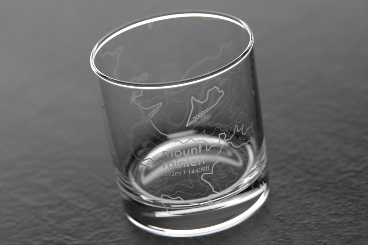 Mt Rainier, WA - Topo Rocks Glass