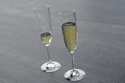 Topography Maps Stemmed Champagne Flute Pair