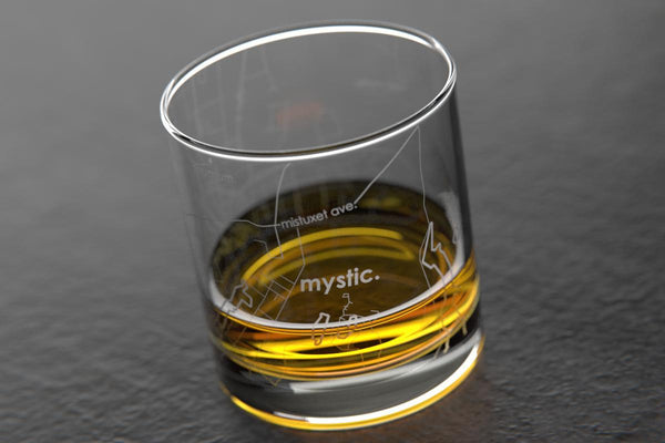 Mystic CT Map Rocks Glass