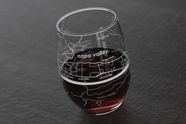 Napa Valley Region Map Riedel Crystal Stemless Wine Glass - Well Told