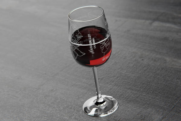 Napa Valley Region Map Stemmed Wine Glass