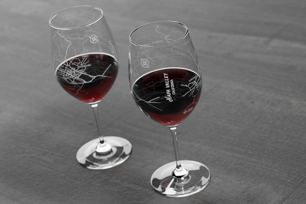 Napa Valley Region Map Riedel Crystal Stemmed Wine Glass