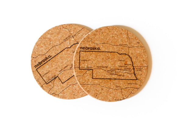 Nebraska - Cork Coaster Pair