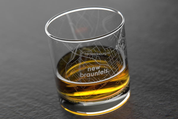 New Braunfels TX Map Rocks Glass