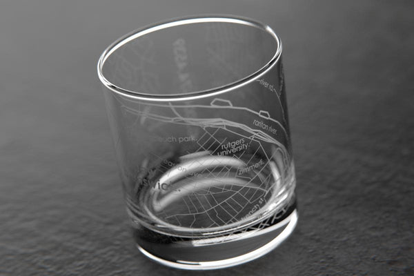 New Brunswick NJ Map Rocks Glass