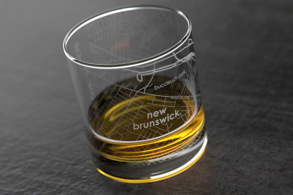 New Brunswick NJ Map Rocks Glass