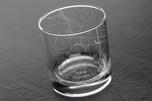 New Haven CT Map Rocks Glass