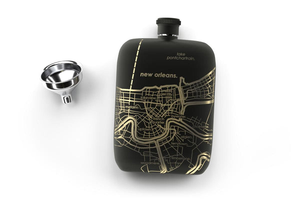 New Orleans Map Pocket Flask