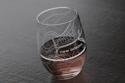 New Orleans Map Stemless Wine Glass