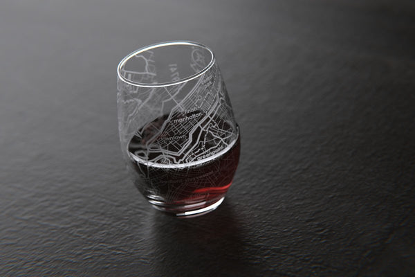 New York City 26.2 - Marathon Map Stemless Wine Glass