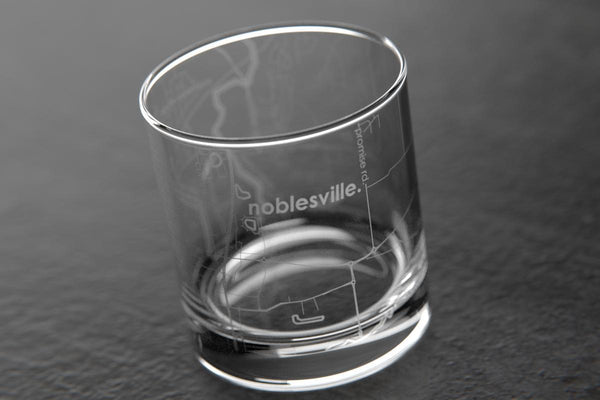 Noblesville IN Map Rocks Glass