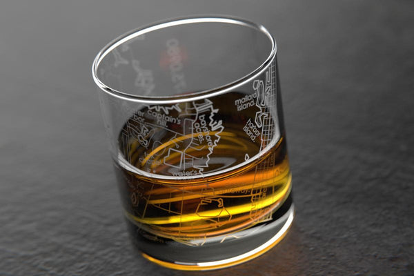 Ocean City MD Map Rocks Glass