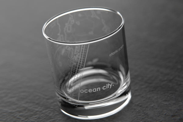 Ocean City MD Map Rocks Glass