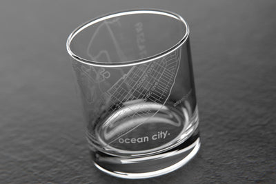 Ocean City NJ Map Rocks Glass