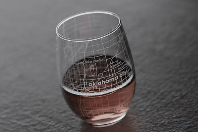 Oklahoma City OK Map Stemless Wine Glass