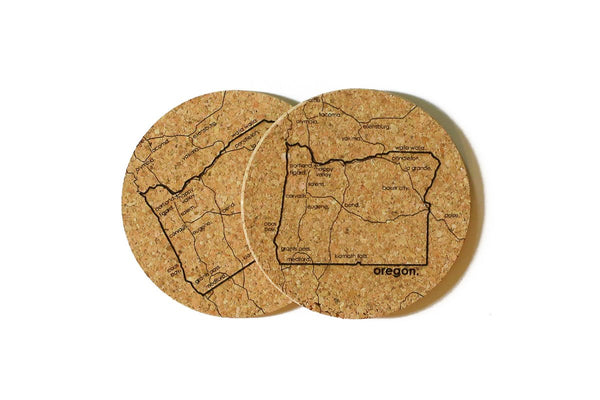 Oregon - Cork Coaster Pair
