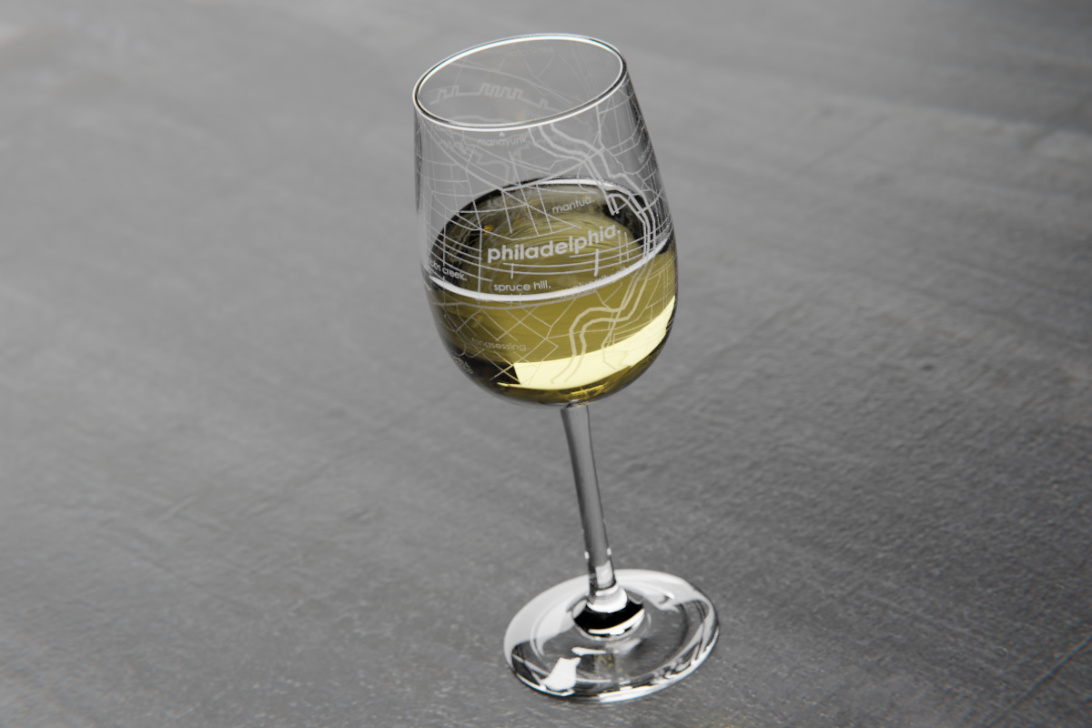 Philadelphia Map Wine Glass