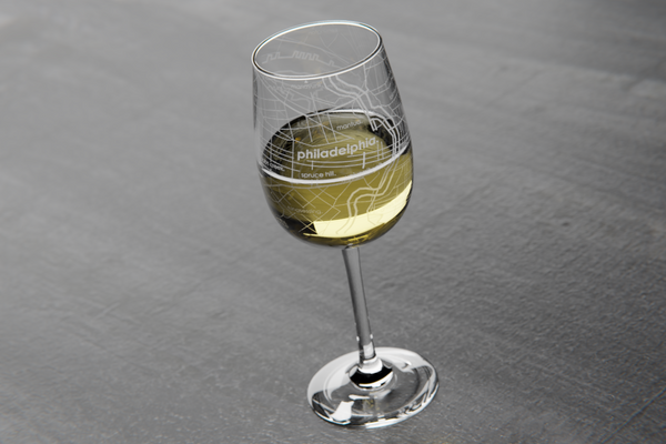 Philadelphia Map Wine Glass