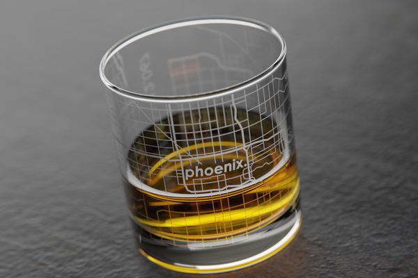Phoenix Map Rocks Glass