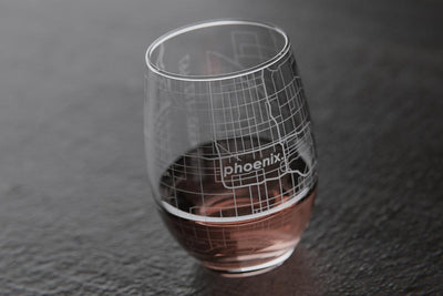 Phoenix AZ Map Stemless Wine Glass