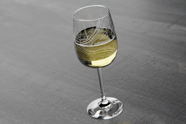 Pittsburgh Map Wine Glass