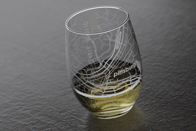 Pittsburgh Map Stemless Wine Glass