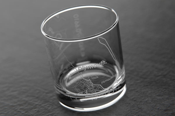 Plymouth MA Map Rocks Glass