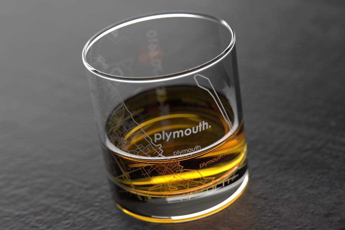 Plymouth MA Map Rocks Glass