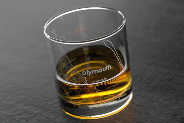 Plymouth MA Map Rocks Glass