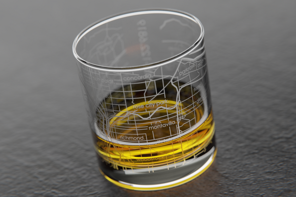 Portland, OR Map Rocks Glass