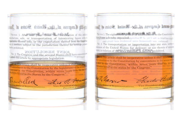Prohibition Amendment Rocks Glass Pair - 18th and 21st Amendment