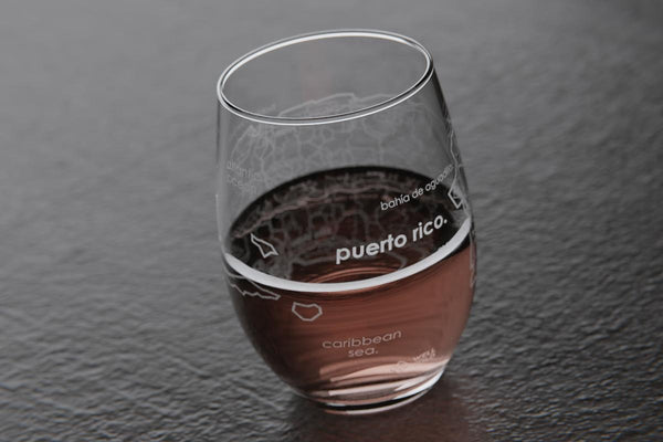 Puerto Rico Island Stemless Wine Glass
