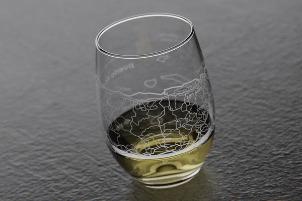Puerto Rico Island Stemless Wine Glass