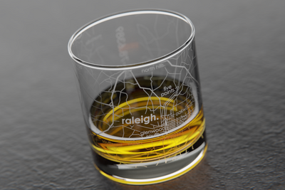 Raleigh Map Rocks Glass
