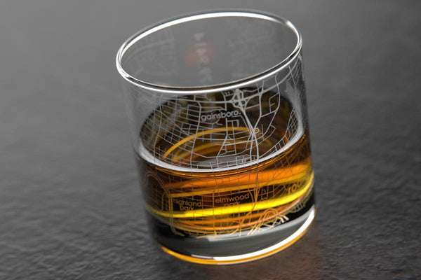 Roanoke VA Map Rocks Glass