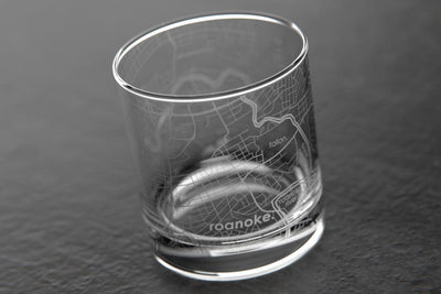 Roanoke VA Map Rocks Glass