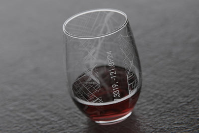 San Jose CA Map Stemless Wine Glass